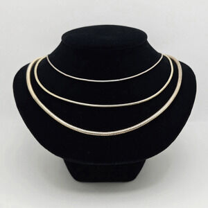 Silvertone Necklaces Lot Of Three Snake Chains Minimalist Classic Dainty Capsule